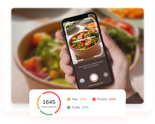 Mobile app preview with nutrition dashboard